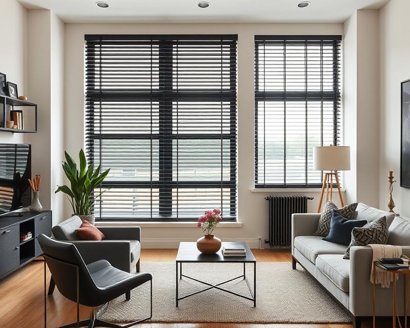 Wszechstronne czarne żaluzje drewniane do różnych stylów wnętrz