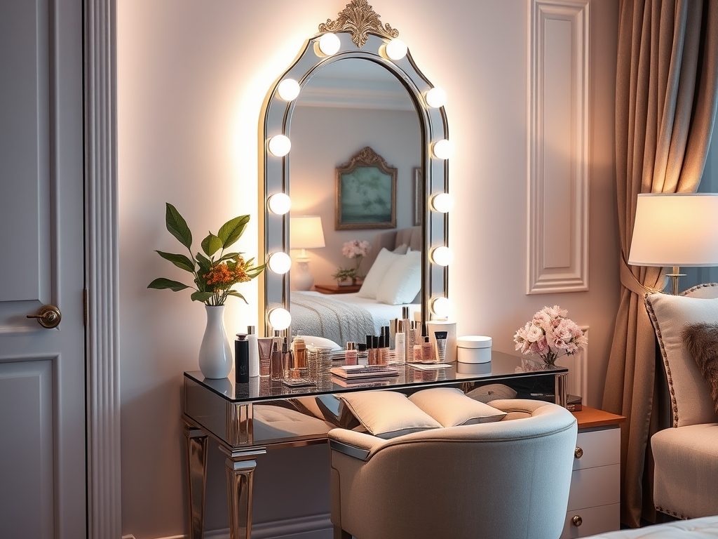 Sypialnia z toaletką: jak urządzić funkcjonalny i stylowy kącik pielęgnacyjny z odpowiednim oświetleniem