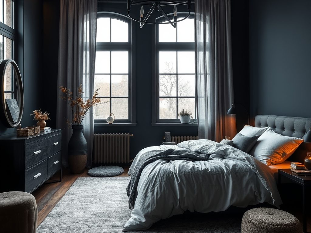 Ciemne kolory w sypialni – kiedy warto je wybrać i jak uniknąć efektu przytłoczenia